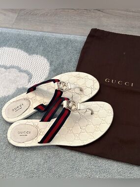 Authentic GUCCI Monogram Double GG Sandals